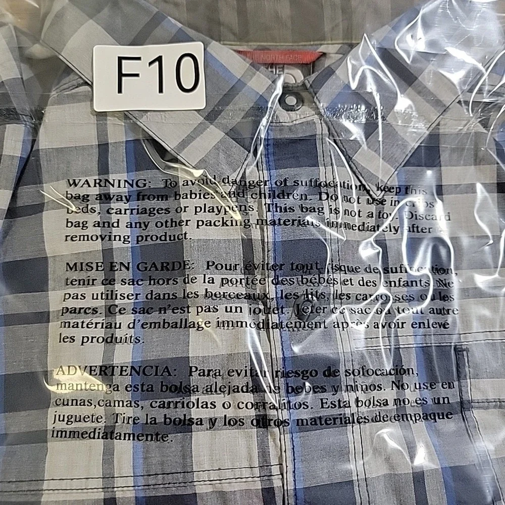 THE NORTH FACE Men's Size L Blue‎ and Gray Plaid Shirt Short Sleeve Button Down